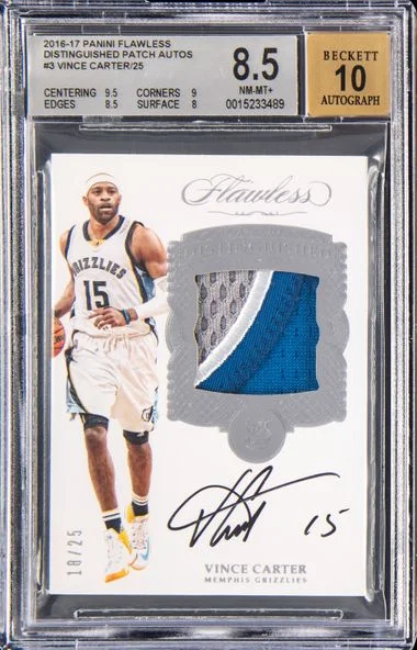 2016-17 Panini Flawless Vince Carter Distinguished Patch Autographs #3 card image