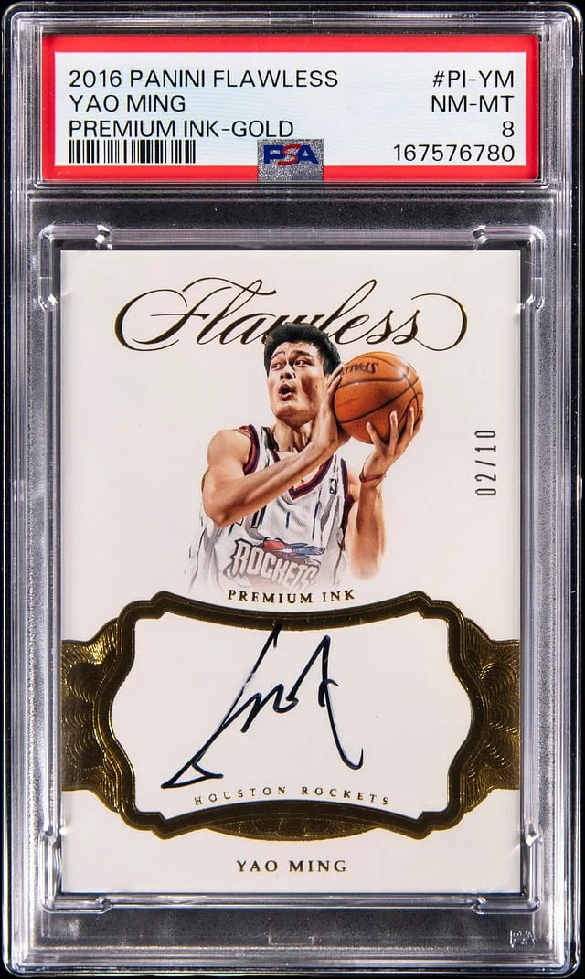 2016-17 Panini Flawless Yao Ming Premium Ink Gold #PI-YM card image