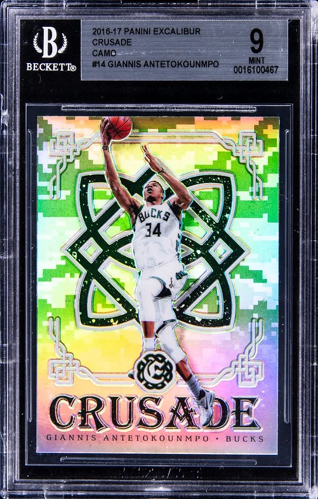 2016-17 Panini Giannis Antetokounmpo Excalibur Crusade Camo #14 card image