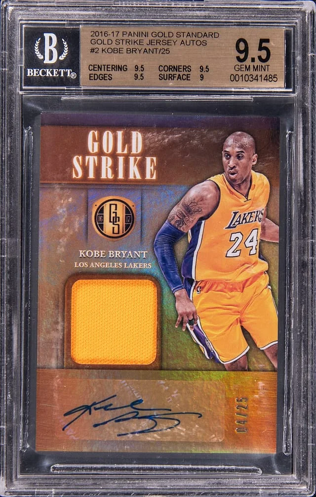 2016-17 Panini Gold Standard Kobe Bryant Gold Strike Jersey Autos #2 card image