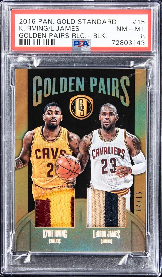 2016-17 Panini Gold Standard LeBron James/Kyrie Irving Golden Pairs Relics Black #15 card image