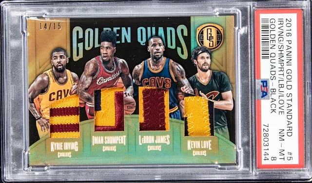 2016-17 Panini Gold Standard LeBron James/Kyrie Irving/Iman Shumpert/Kevin Love Golden Quads Black #5 card image