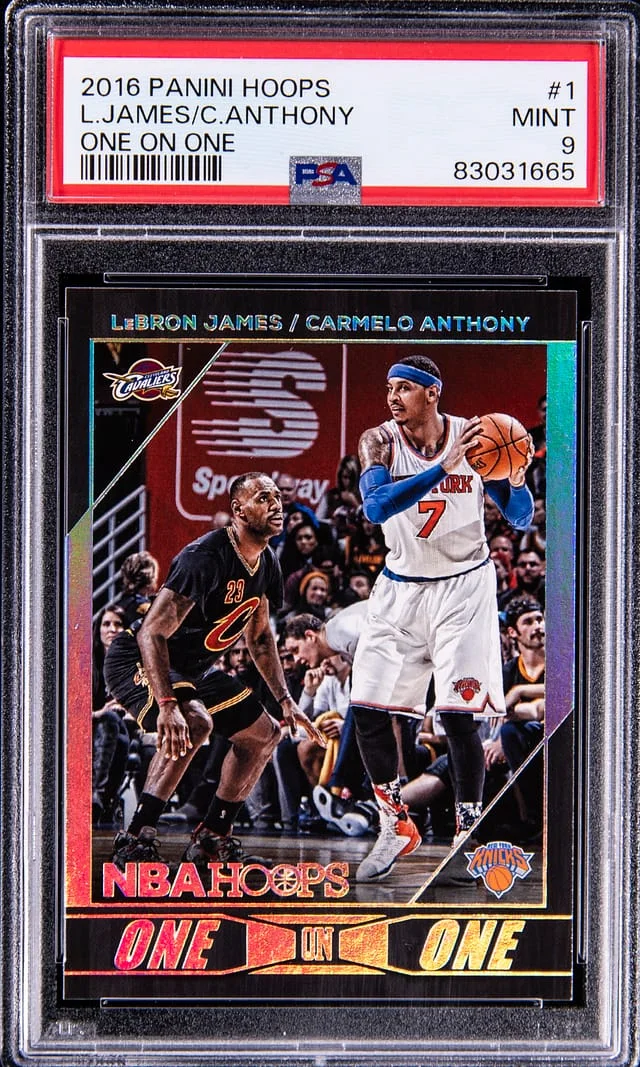 2016-17 Panini Hoops LeBron James/Carmelo Anthony One on One #1 card image