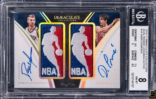2016-17 Panini Immaculate Collection Domantas Sabonis/Dario Saric Dual Logoman Autographs #18 card image