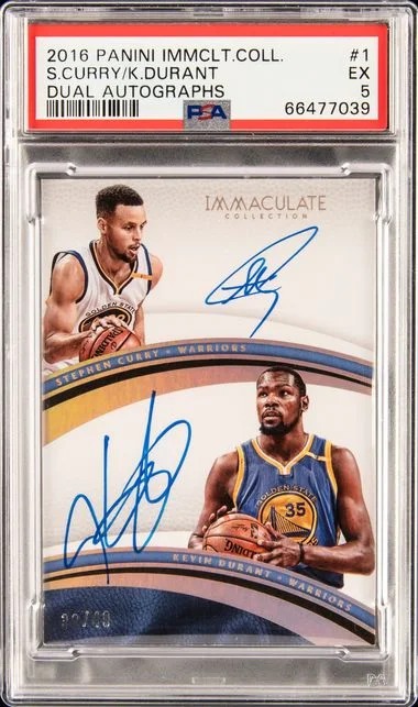 2016-17 Panini Immaculate Collection Kevin Durant/Stephen Curry Dual Autographs #1 card image