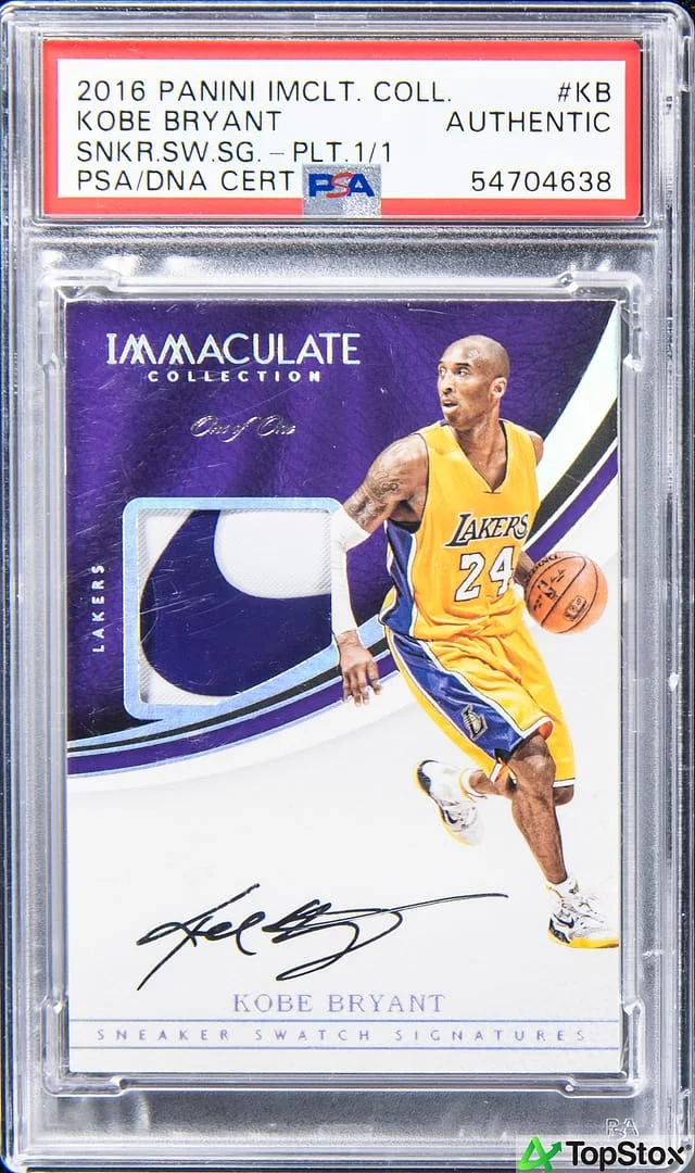 2016-17 Panini Immaculate Collection Kobe Bryant Sneaker Swatch Signatures Platinum #KB card image
