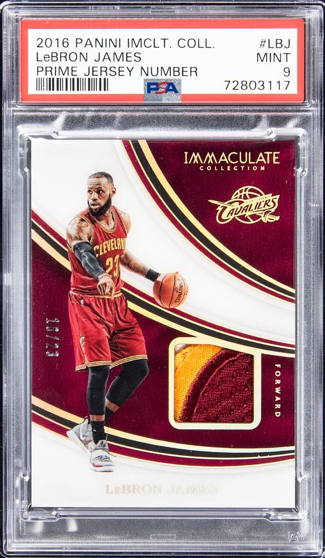 2016-17 Panini Immaculate Collection LeBron James Prime Jersey Number #JN-LBJ card image