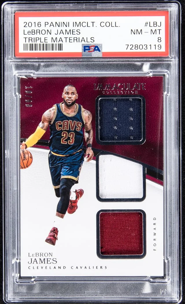 2016-17 Panini Immaculate Collection LeBron James Triple Materials #TM-LBJ card image