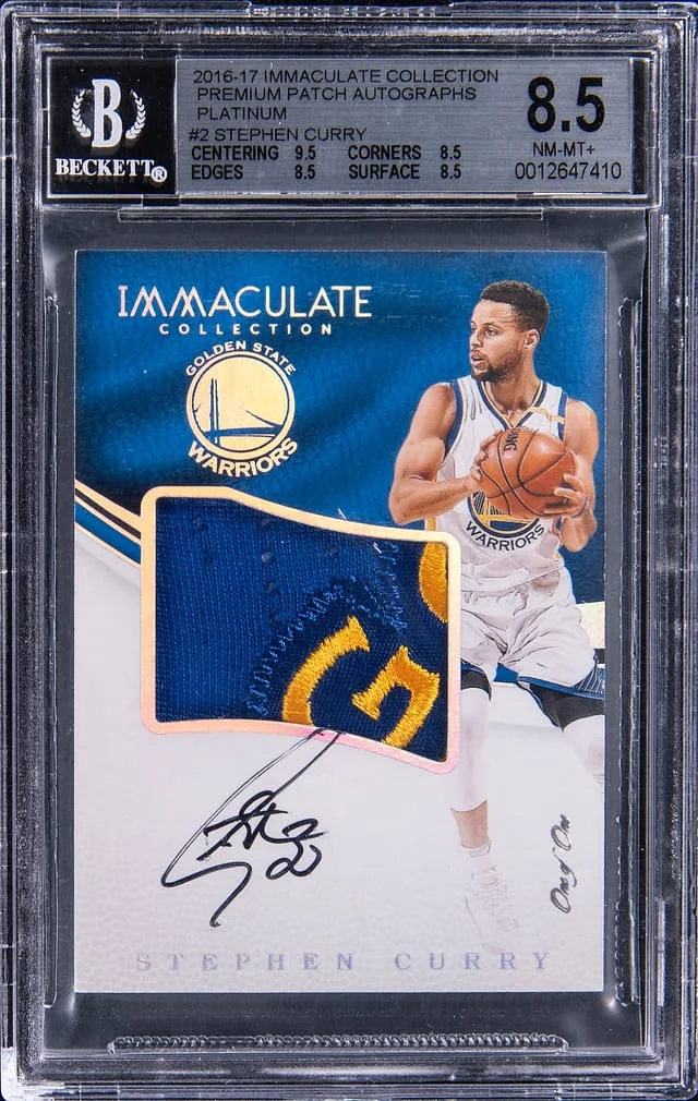 2016-17 Panini Immaculate Collection Stephen Curry Premium Patch Autographs Platinum #PP-SC card image