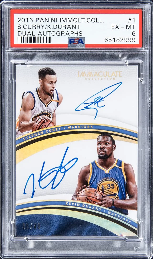 2016-17 Panini Immaculate Collection Stephen Curry/Kevin Durant Dual Autograph #1 card image