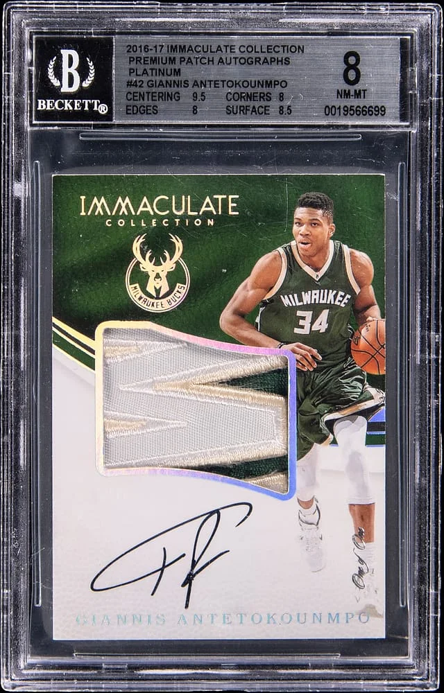 2016-17 Panini Immaculate Giannis Antetokounmpo Premium Patch Autographs Platinum #PP-GA card image