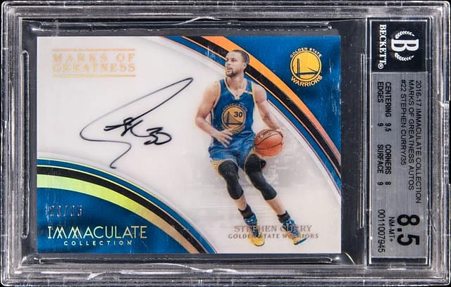 2016-17 Panini Immaculate Stephen Curry Collection Marks of Greatness Autos #22 card image