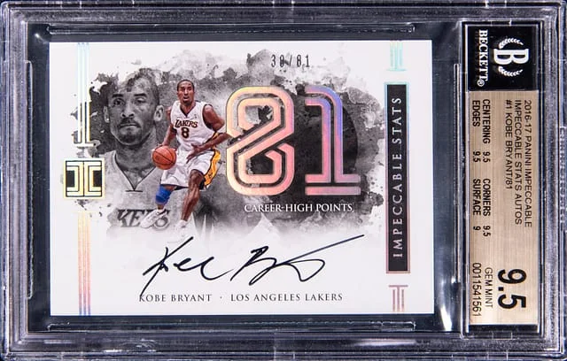 2016-17 Panini Impeccable Kobe Bryant Stats Autographs #IS-KB card image