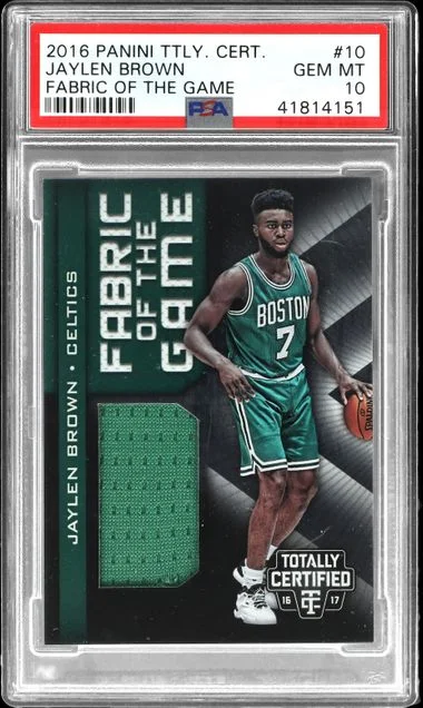 2016-17 Panini Jaylen Brown Totally Certified Fabric Of The Game #10 card image