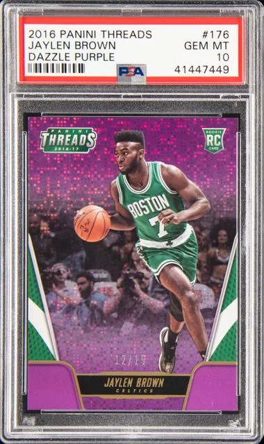 2016-17 Panini Jaylen Brown Threads Dazzle Purple #176 card image