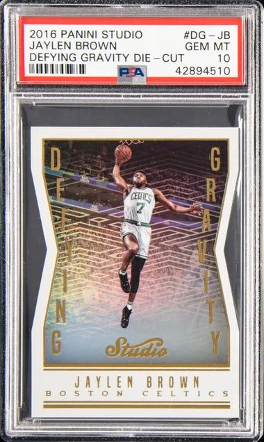 2016-17 Panini Jaylen Brown Studio Defying Gravity Die-Cut #DG-JB card image