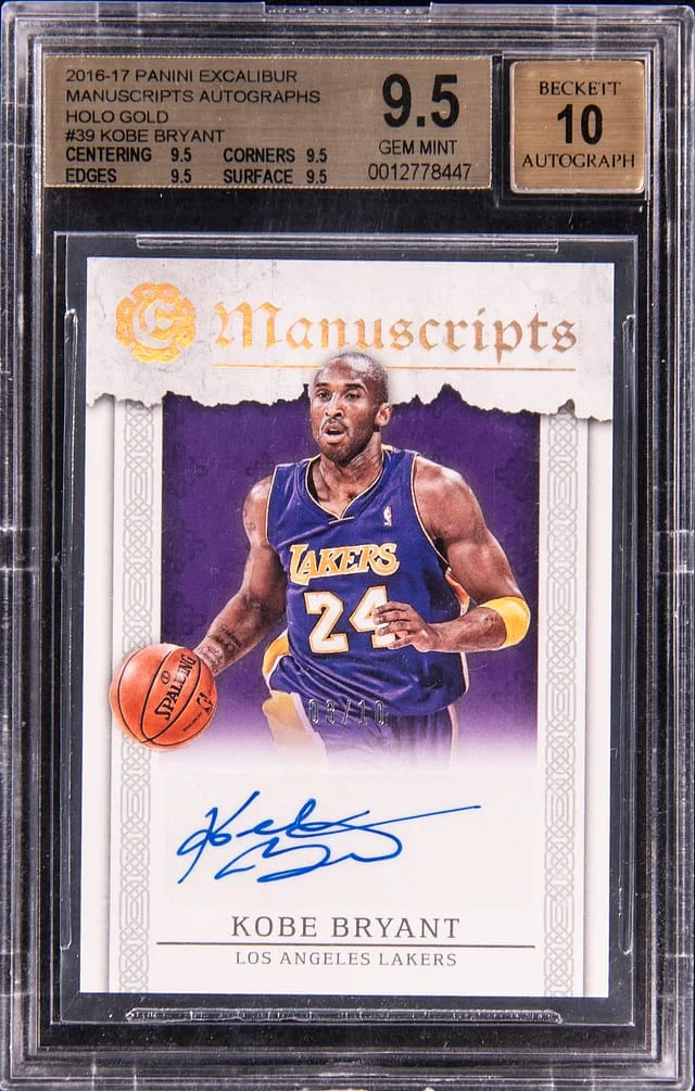 2016-17 Panini Kobe Bryant Excalibur Manuscripts Autographs Holo Gold #M-KB card image