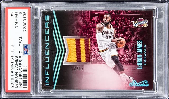 2016-17 Panini LeBron James Studio Influencers Relics Teal #2 card image