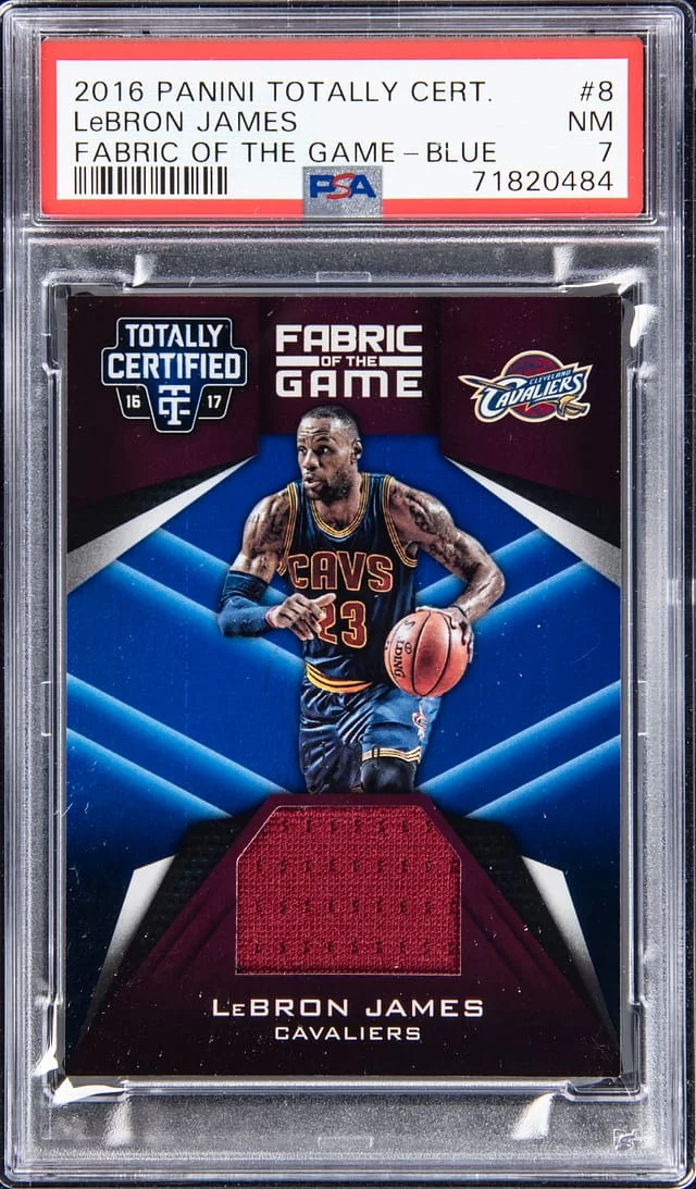 2016-17 Panini LeBron James Totally Certified Fabric Of The Game Blue #8 card image