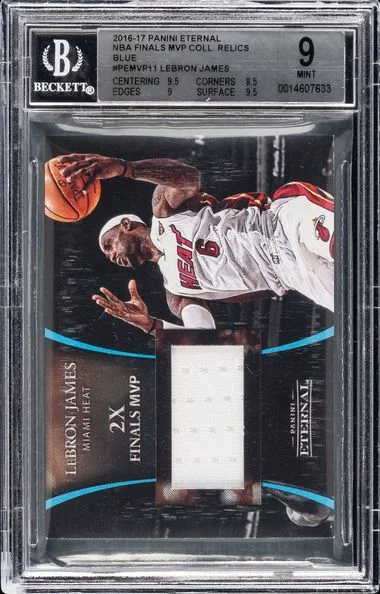 2016-17 Panini LeBron James Eternal NBA Finals MVP Coll. Relics Blue #PEMVP11 card image