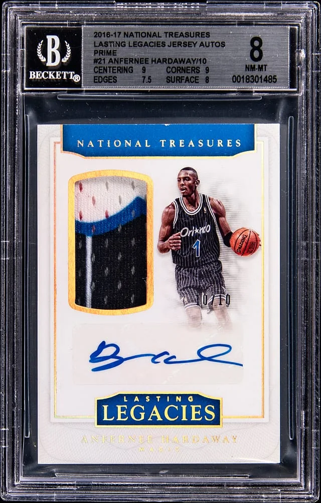 2016-17 Panini National Treasures Anfernee Hardaway Lasting Legacies Jersey Autographs Prime #21 card image