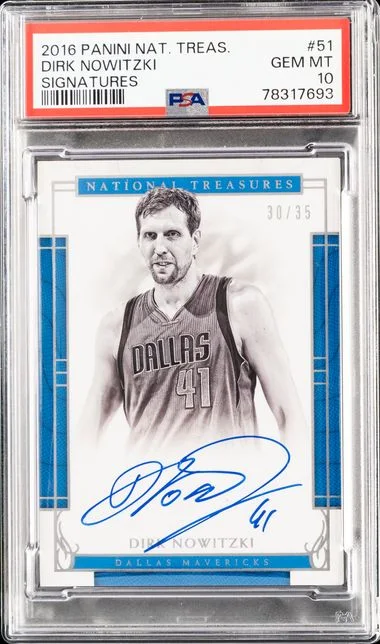 2016-17 Panini National Treasures Dirk Nowitzki Signatures #51 card image