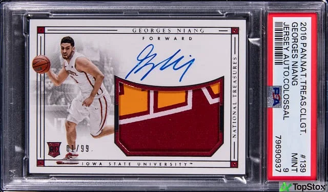 2016-17 Panini National Treasures Georges Niang Collegiate Jersey Autograph Colossal #139 card image