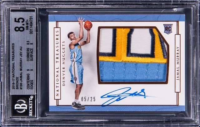 2016-17 Panini National Treasures Jamal Murray Material Autograph Bronze Patch Autograph (RPA) #160 card image
