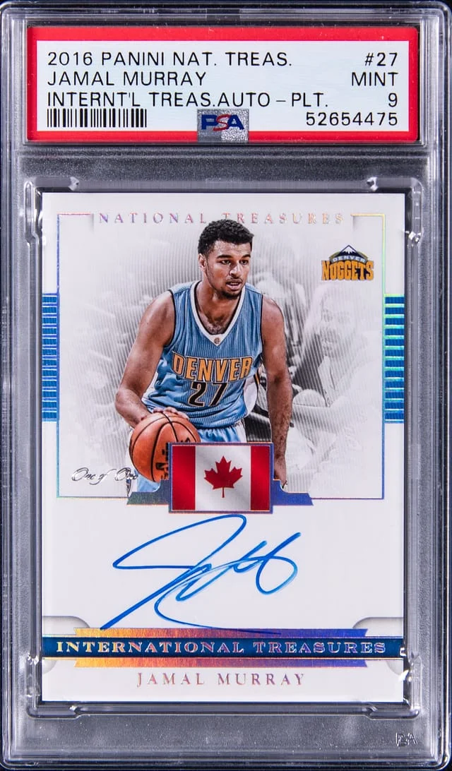 2016-17 Panini National Treasures Jamal Murray International Treasures Autographs Platinum #27 card image