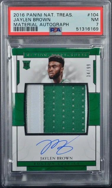 2016-17 Panini National Treasures Jaylen Brown Patch Autograph (RPA) #104 card image