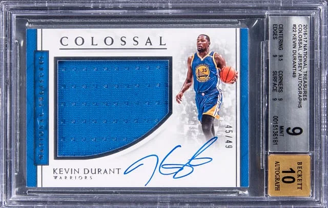 2016-17 Panini National Treasures Kevin Durant Colossal Jersey Autograph #22 card image