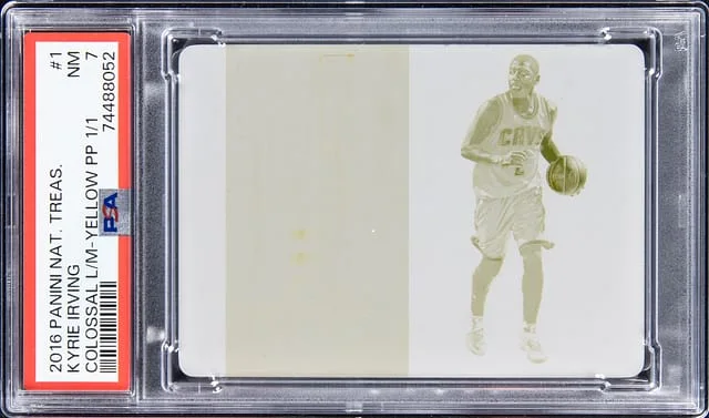 2016-17 Panini National Treasures Kyrie Irving Colossal L/M - Yellow Printing Plate 1/1 #1 card image