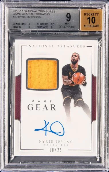 2016-17 Panini National Treasures Kyrie Irving Game Gear Autographs #29 card image