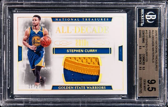 2016-17 Panini National Treasures Stephen Curry All-Decade Materials Prime #10 card image