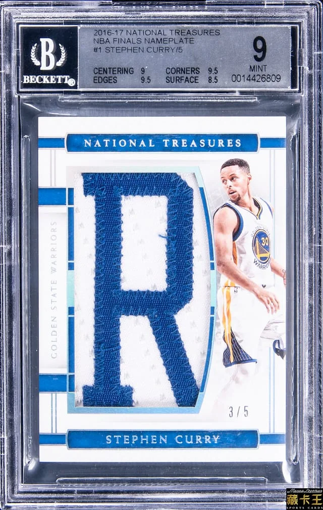 2016-17 Panini National Treasures Stephen Curry 2015 NBA Finals-Worn NBA Finals Nameplate #1 card image