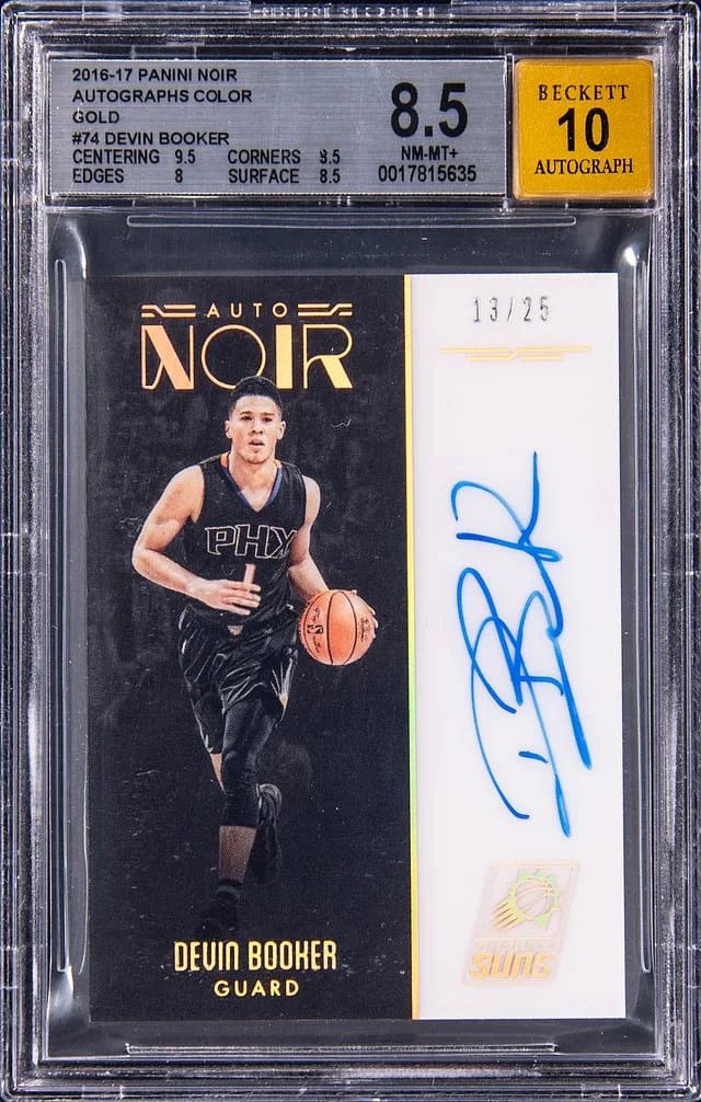 2016-17 Panini Noir Devin Booker Autographs Color Gold #74 card image