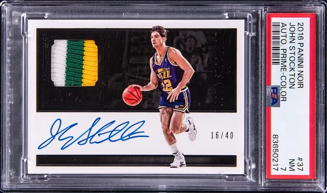 2016-17 Panini Noir John Stockton Autograph Prime Color #37 card image