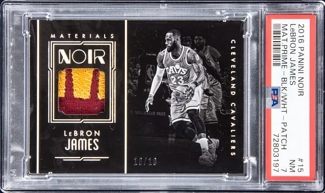 2016-17 Panini Noir LeBron James Materials Prime Black & White Patch #15 card image