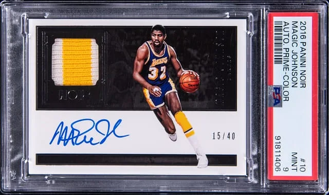 2016-17 Panini Noir Magic Johnson Autograph Prime Color #10 card image