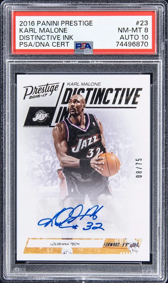 2016-17 Panini Prestige Karl Malone Distinctive Ink #23 card image