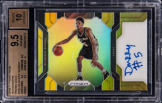 2016-17 Panini Prizm Dejounte Murray Prizms Gold Autographs #100 card image