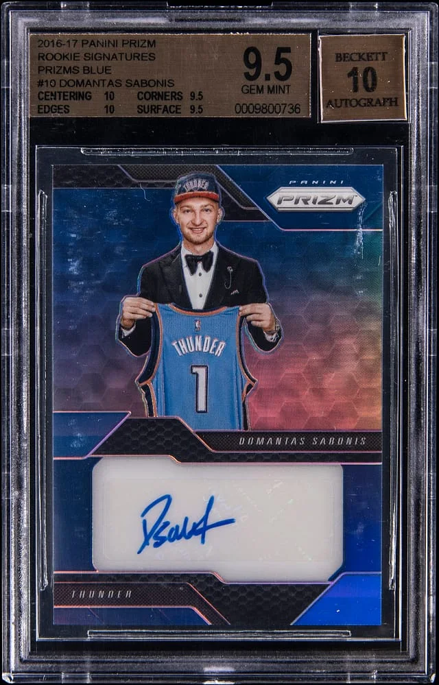 2016-17 Panini Prizm Domantis Sabonis Signatures Prizms Blue #10 card image
