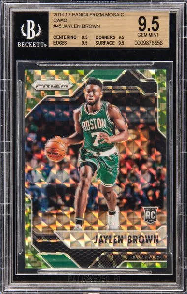 2016-17 Panini Prizm Jaylen Brown Mosaic Autographs Gold #45 card image
