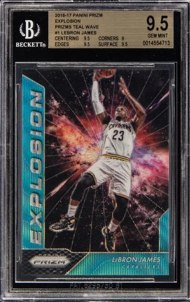 2016-17 Panini Prizm LeBron James Explosion Prizms Teal Wave #1 card image