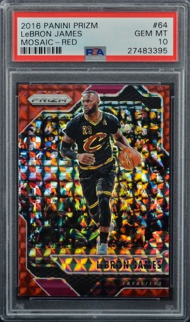 2016-17 Panini Prizm LeBron James Black Mosaic #64 card image