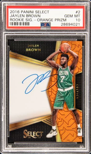 2016-17 Panini Select Jaylen Brown Signatures Orange Prizm #2 card image