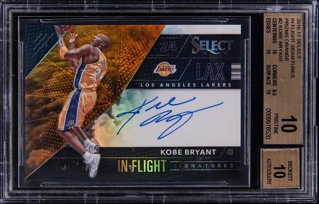 2016-17 Panini Select Kobe Bryant In Flight Signatures Orange Prizm #2 card image