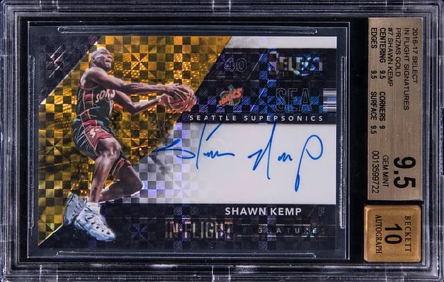 2016-17 Panini Select Shawn Kemp In Flight Signature Gold Prizm #7 card image
