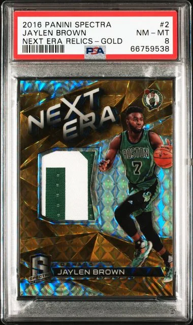 2016-17 Panini Spectra Jaylen Brown Next Era Relics Gold #2 card image