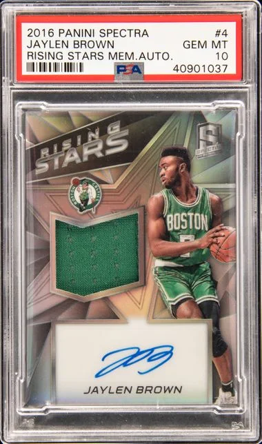 2016-17 Panini Spectra Jaylen Brown Rising Stars Memorabilia Autograph #4 card image